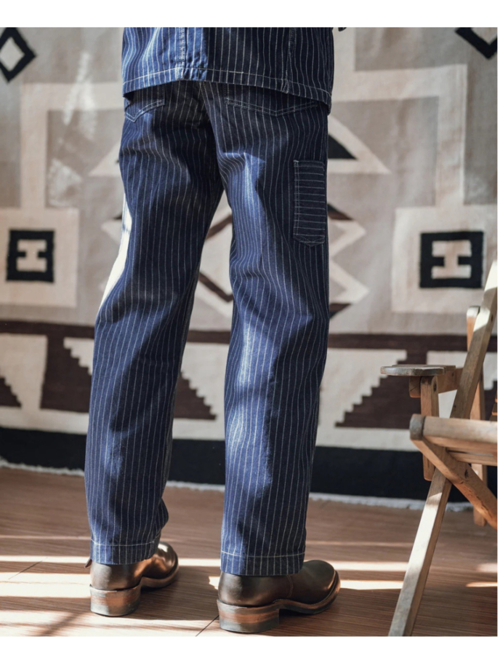 Non Stock W30 1920s Overall Wabash Railway Indigo Denim Work Pants 100%Cotton M - Picture 5 of 9